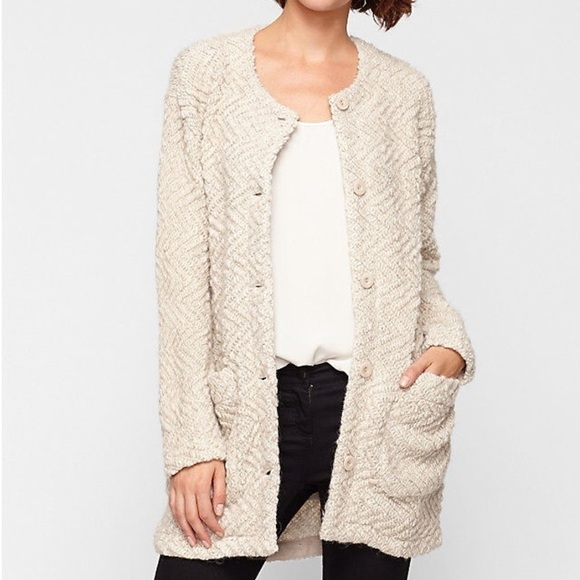 Eileen Fisher Chevron Sweater Jacket - Picture 1 of 7